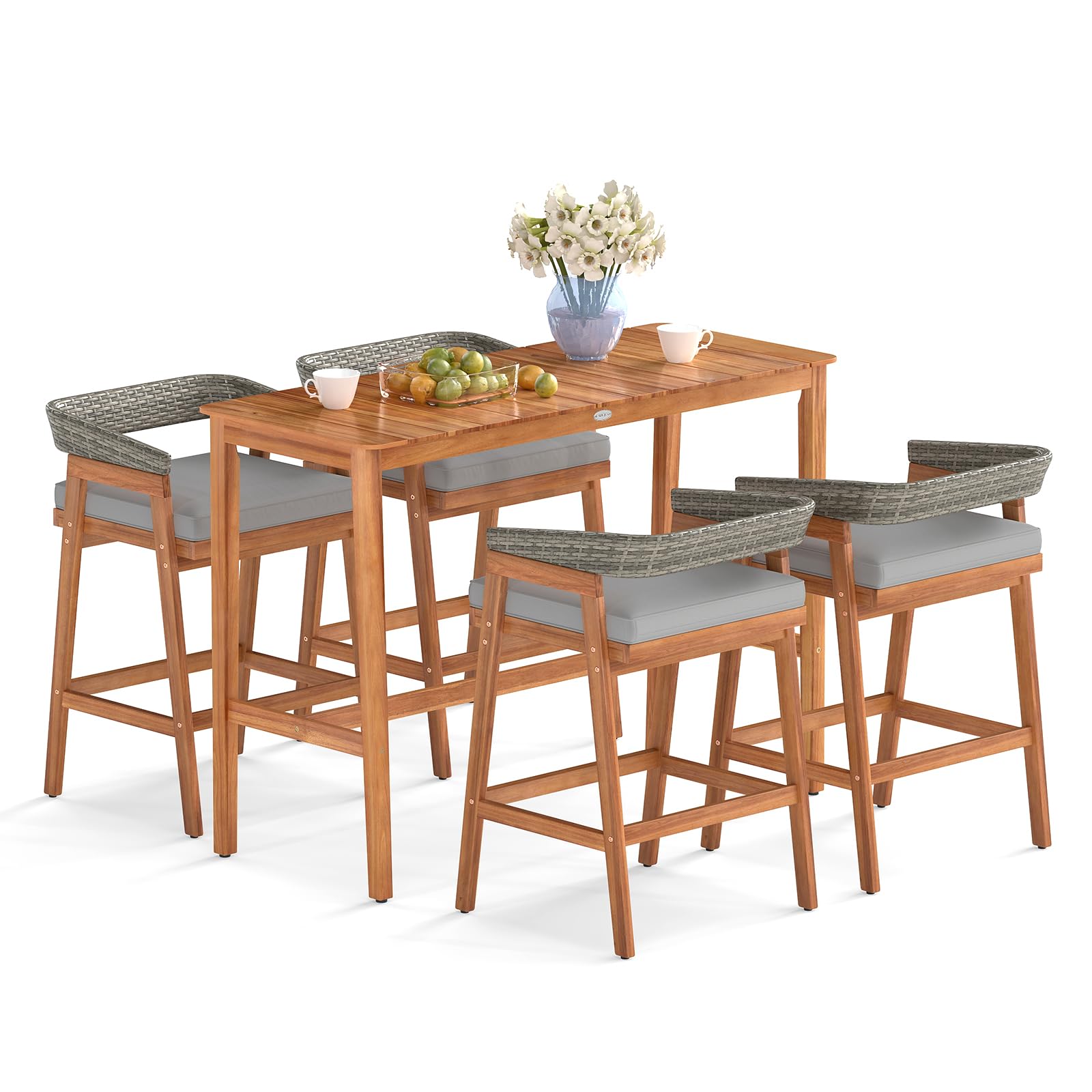 Tangkula 5 Piece Patio Counter Height Bar Set